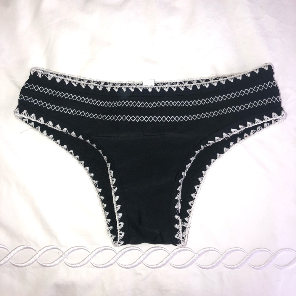 Black Bikini Bottoms with White Stitching
